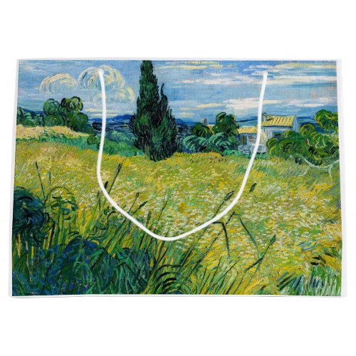 Vincent van Gogh _ Green Wheat Field with Cypress Large Gift Bag