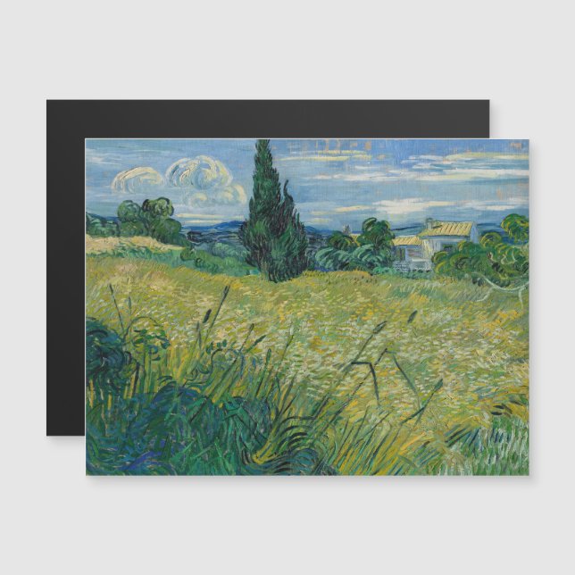 Vincent Van Gogh, Green Wheat Field with Cypress Magnetic Invitation (Front/Back)