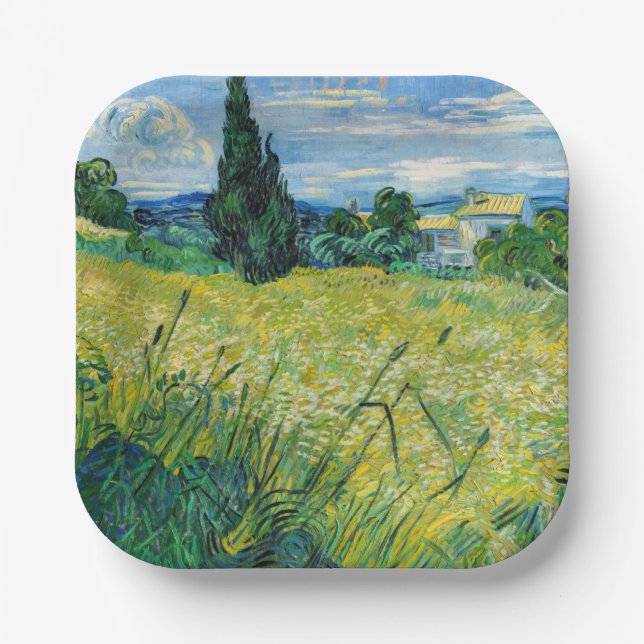 Vincent van Gogh - Green Wheat Field with Cypress Paper Plates (Front)