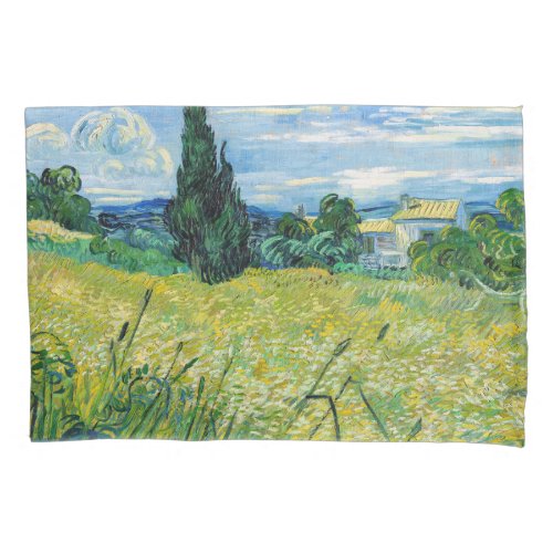 Vincent van Gogh _ Green Wheat Field with Cypress Pillow Case