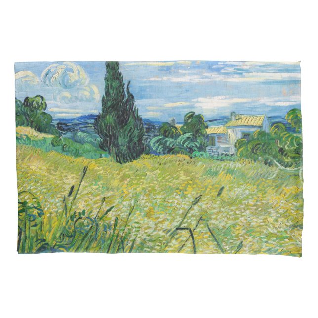 Vincent van Gogh - Green Wheat Field with Cypress Pillow Case (Front)