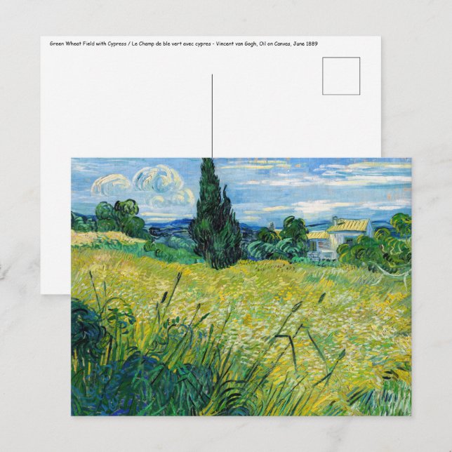 Vincent van Gogh - Green Wheat Field with Cypress Postcard (Front/Back)
