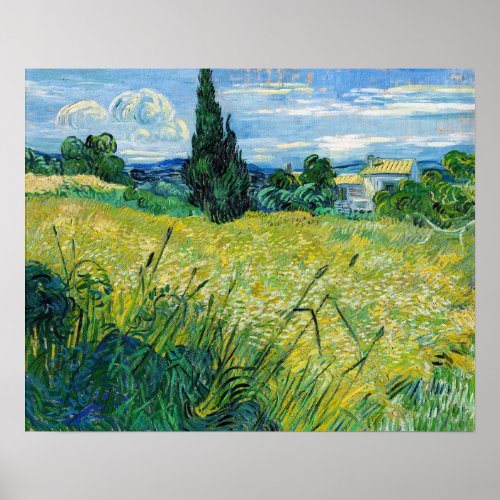 Vincent van Gogh _ Green Wheat Field with Cypress Poster