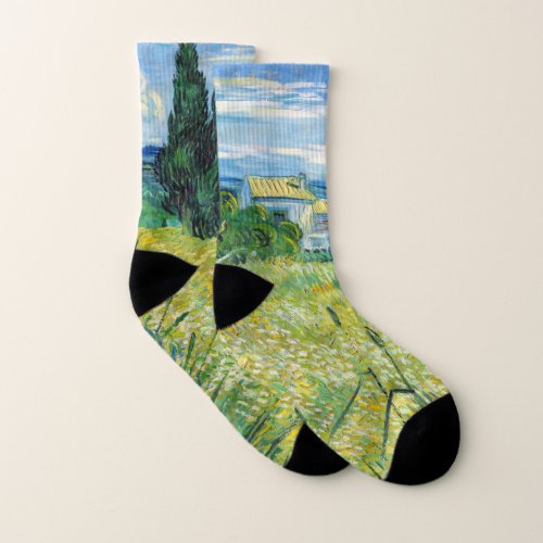Vincent van Gogh _ Green Wheat Field with Cypress Socks