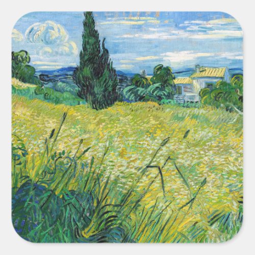 Vincent van Gogh _ Green Wheat Field with Cypress Square Sticker