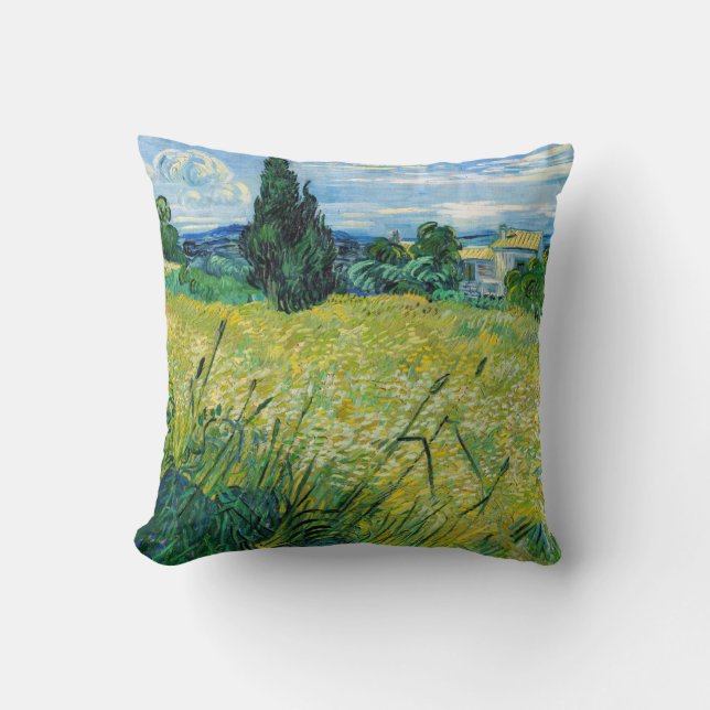 Vincent van Gogh - Green Wheat Field with Cypress Throw Pillow (Front)