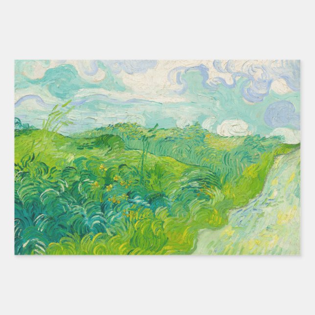 Vincent Van Gogh Green Wheat Fields Art Painting Wrapping Paper Sheets (Front)