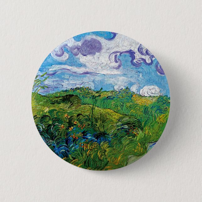 Vincent Van Gogh - Green Wheat Fields In Auvers Pinback Button (Front)