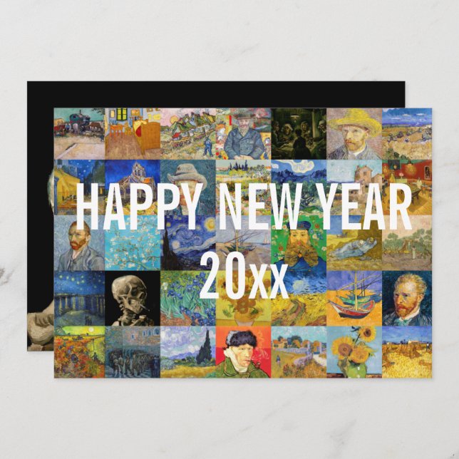 Vincent van Gogh - Happy New Year Patchwork Holiday Card (Front/Back)