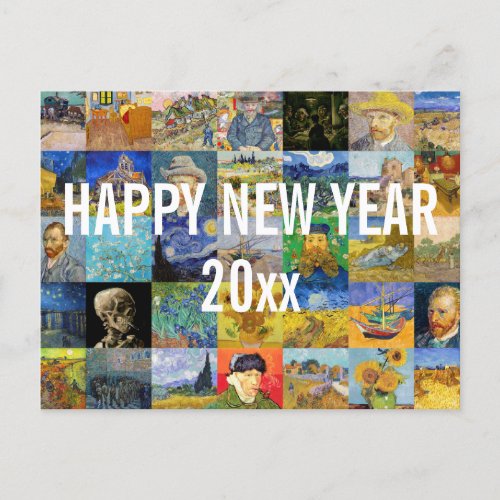Vincent van Gogh _ Happy New Year Patchwork Postcard