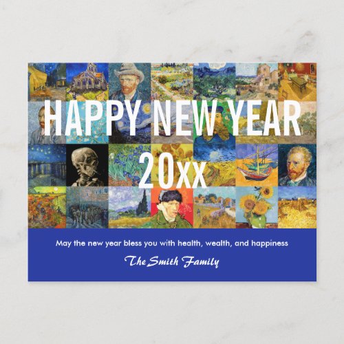 Vincent van Gogh _ Happy New Year Patchwork Postcard