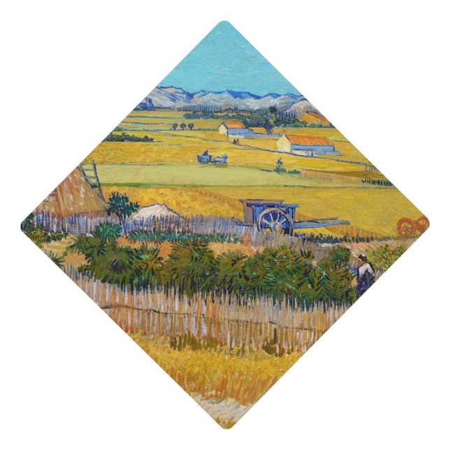 Vincent van Gogh - Harvest at La Crau Graduation Cap Topper (Front)