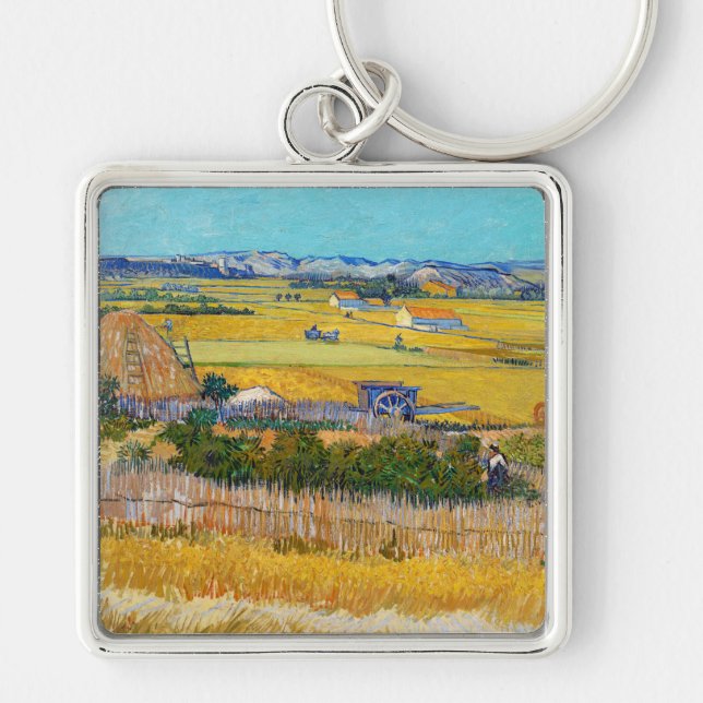 Vincent van Gogh - Harvest at La Crau Keychain (Front)