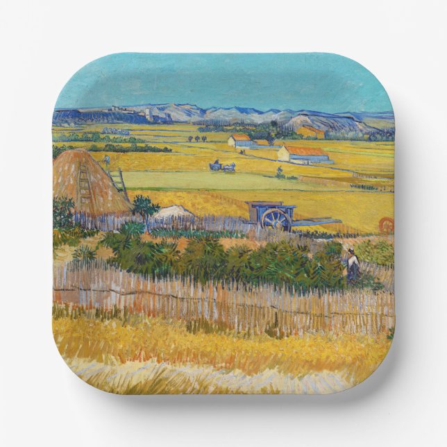 Vincent van Gogh - Harvest at La Crau Paper Plates (Front)