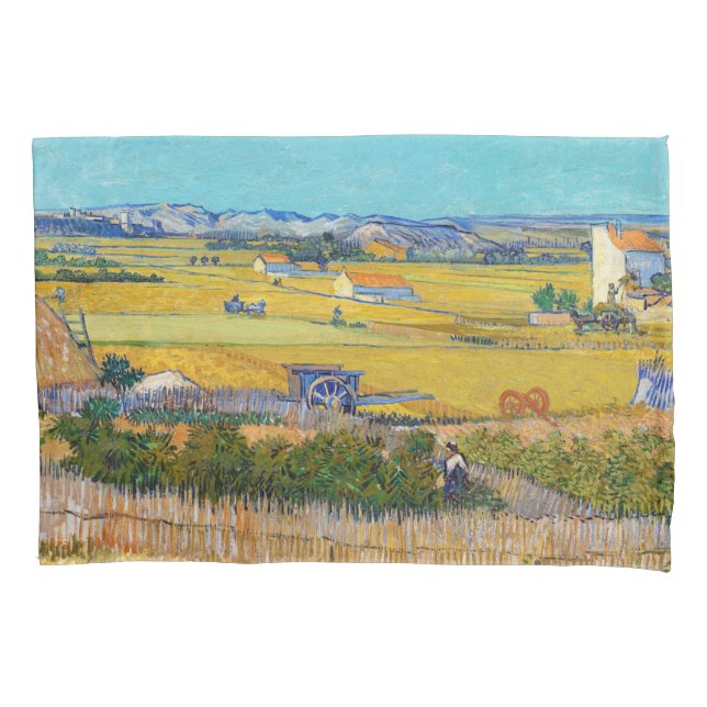 Vincent van Gogh - Harvest at La Crau Pillow Case (Front)