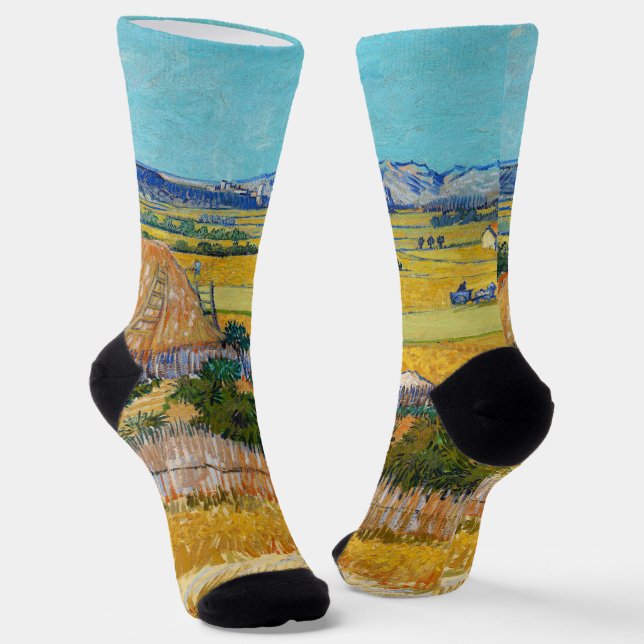 Vincent van Gogh - Harvest at La Crau Socks (Angled)