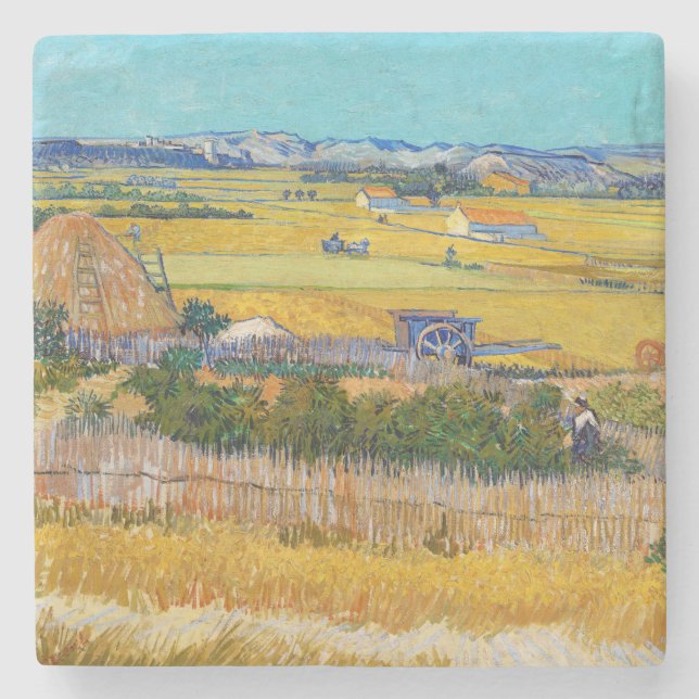 Vincent van Gogh - Harvest at La Crau Stone Coaster (Front)