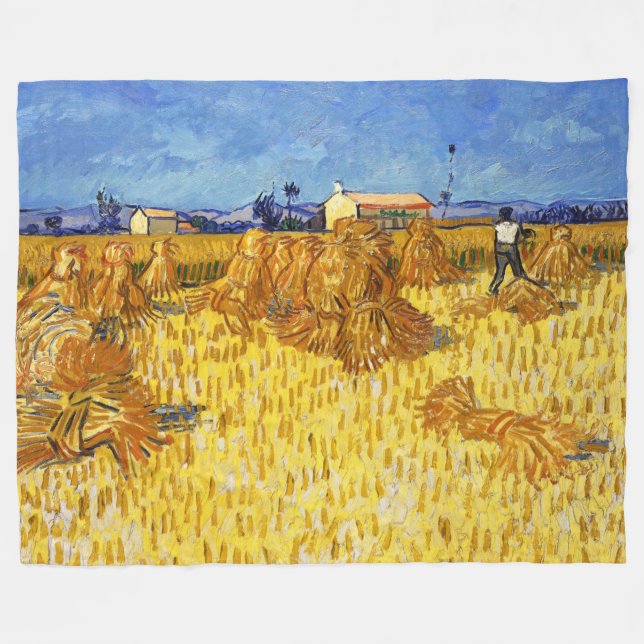 Vincent van Gogh - Harvest in Provence Fleece Blanket (Front (Horizontal))