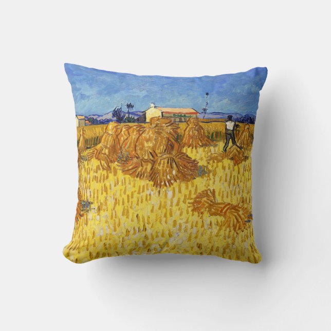Vincent van Gogh - Harvest in Provence  Throw Pillow (Front)