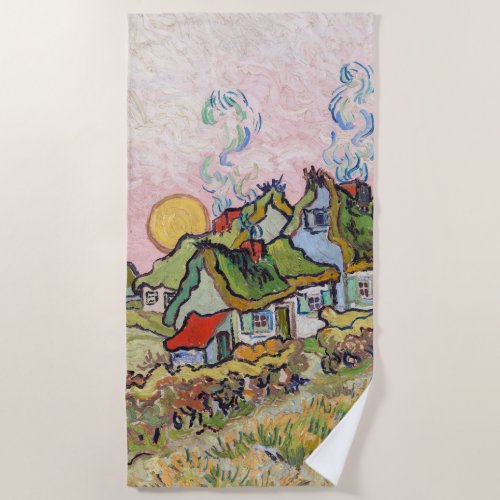 Vincent van Gogh _ Houses and Figure Beach Towel