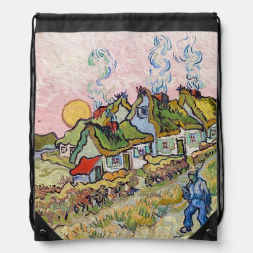 Vincent van Gogh _ Houses and Figure Drawstring Bag