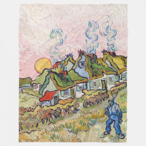 Vincent van Gogh _ Houses and Figure Fleece Blanket