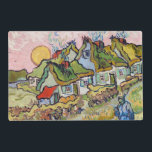 Vincent van Gogh - Houses and Figure Placemat<br><div class="desc">Houses and Figure / Thatched Cottages in the Sunshine Reminiscence of the North - Vincent van Gogh,  1890</div>