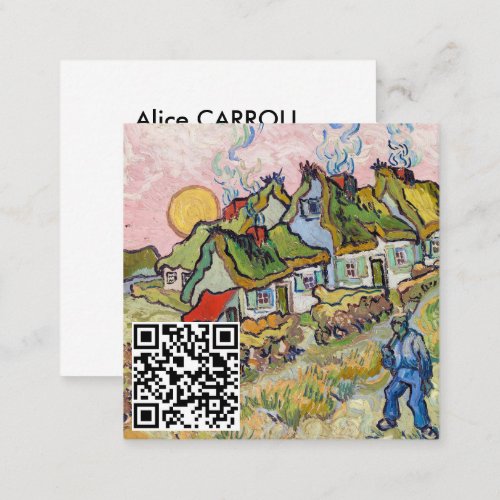Vincent van Gogh _ Houses and Figure _ QR Code Square Business Card