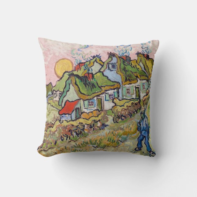 Vincent van Gogh - Houses and Figure  Throw Pillow (Front)