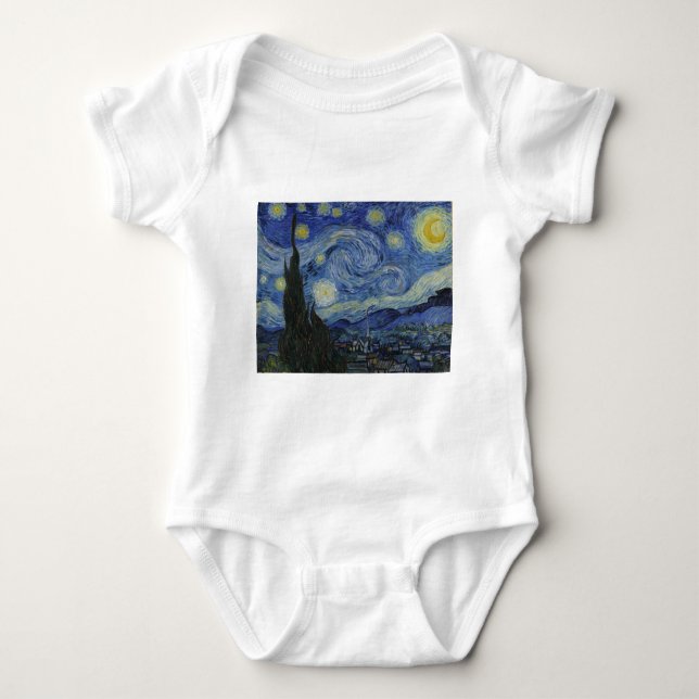 Vincent van Gogh Iconic Starry Night Baby Bodysuit (Front)