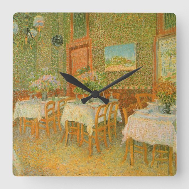 Vincent van Gogh - Interior of a Restaurant Square Wall Clock (Front)