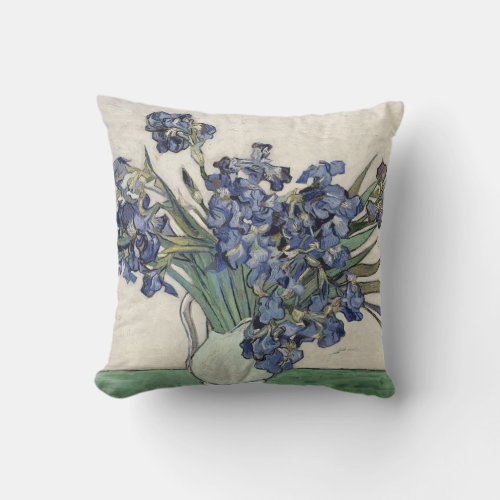 Vincent van Gogh Irises 1890 GalleryHD Fine Art Throw Pillow
