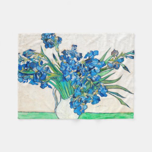 Vincent van Gogh IRISES AND ROSES Fleece Blanket