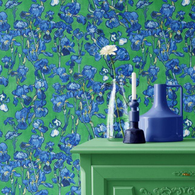 Vincent Van Gogh Irises Cobalt Blue Emerald Green Wallpaper (Creator Uploaded)