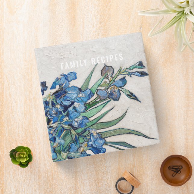 Vincent Van Gogh Irises. Family recipes cookbook 3 Ring Binder (In Situ)
