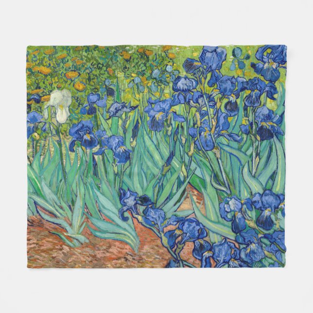 Vincent Van Gogh - Irises Fleece Blanket (Front (Horizontal))