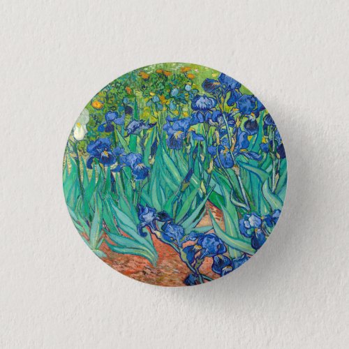 Vincent Van Gogh Irises Floral Vintage Fine Art Button