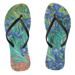 Vincent Van Gogh Irises Floral Vintage Fine Art Flip Flops