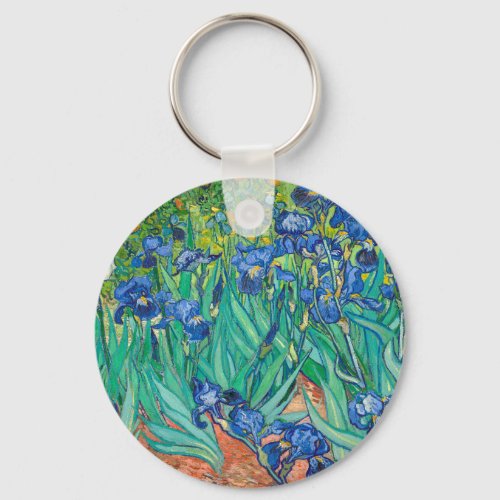 Vincent Van Gogh Irises Floral Vintage Fine Art Keychain