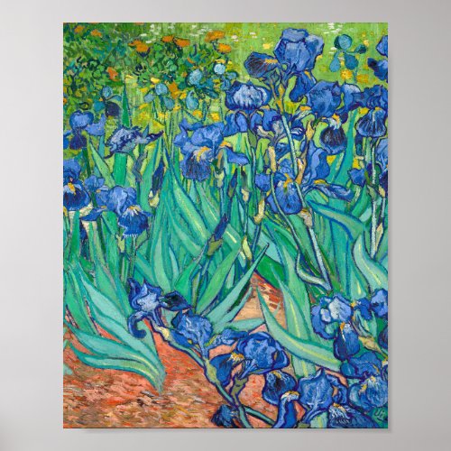 Vincent Van Gogh Irises Floral Vintage Fine Art Poster