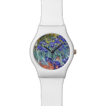 Vincent Van Gogh Irises Floral Vintage Fine Art Wristwatch by artfoxx at Zazzle