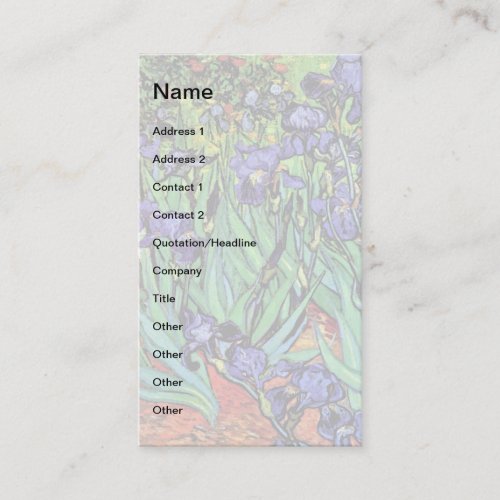 Vincent Van Gogh _ Irises _ Flower Lover Fine Art Business Card