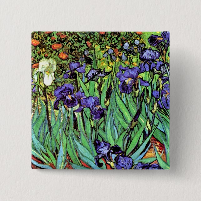 Vincent Van Gogh - Irises - Flower Lover Fine Art Button (Front)