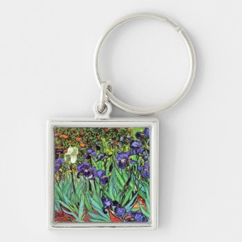 Vincent Van Gogh - Irises - Flower Lover Fine Art Keychain by ArtLoversCafe at Zazzle