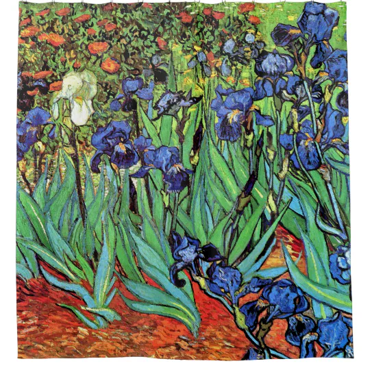 Flower Lover Fine Art Shower Curtain, Van Gogh Irises Shower Curtain