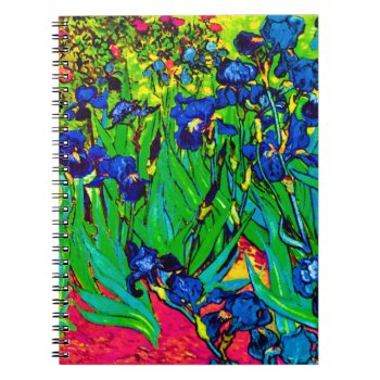 Vincent Van Gogh - Irises - Flower Lover Pop Art Notebook by ArtLoversCafe at Zazzle