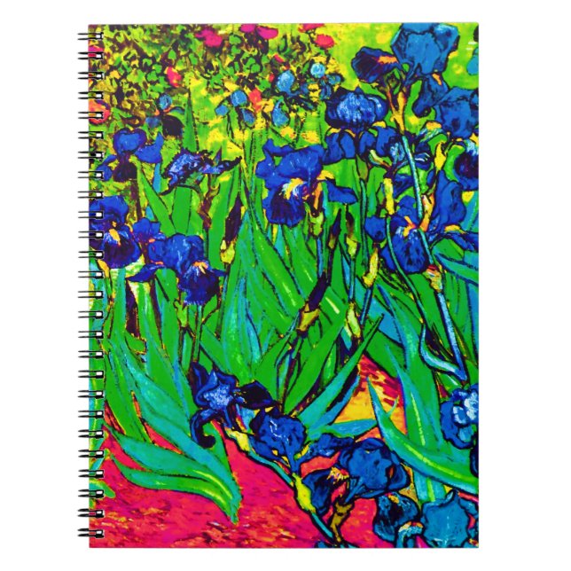 Vincent Van Gogh - Irises - Flower Lover Pop Art Notebook (Front)