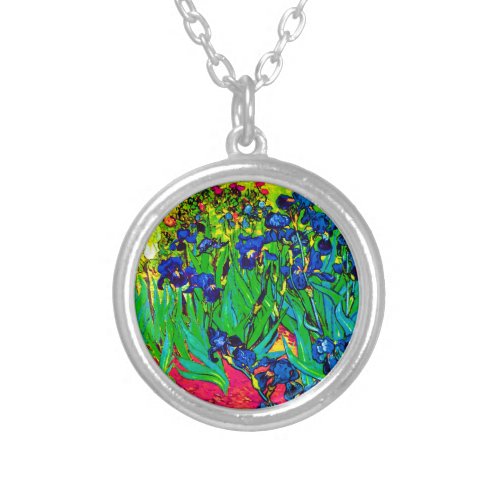 Vincent Van Gogh _ Irises _ Flower Lover Pop Art Silver Plated Necklace