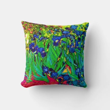 Vincent Van Gogh - Irises - Flower Lover Pop Art Throw Pillow by ArtLoversCafe at Zazzle