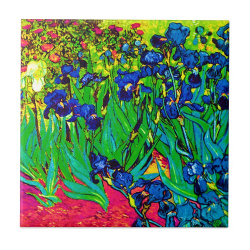 Vincent Van Gogh _ Irises _ Flower Lover Pop Art Tile